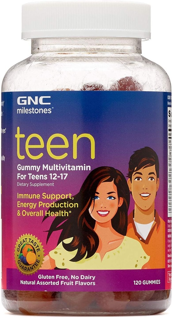 GNC Milepæle Teen Gummy Multivitamin til Teens 12- 17, 120 Gummies, immunforsvar, energiproduktion og samlet sundhed