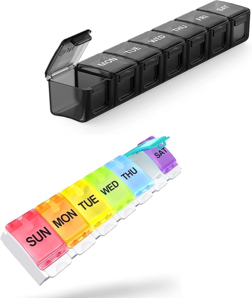 2 Pack Extra Large Pill Organizer, Sukuos Weekly Pill Box, Pill Case, Medicin Organizer til vitaminer, fiskeolier eller kosttilskud