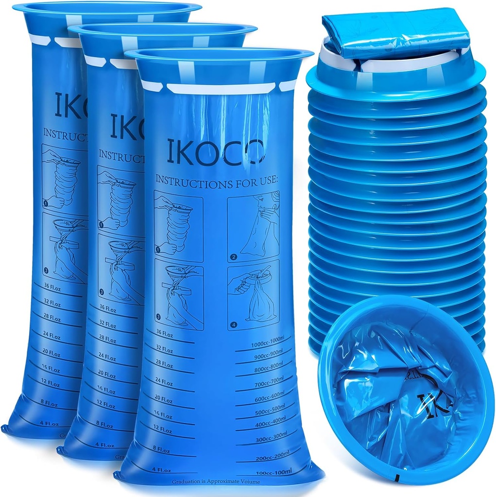 26 Pack Vomit poser Disponibel, IKOCO1000ml læk resistent Emesis kaste op pose, Motion Barf Puke Sygdom poser til rejser, kvalme og bil