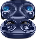 Trådløs Earbudons Sport, 2025 Bluetooth 5.4 Hovedtelefoner med Earkrogs, 50H Stereo Deep Bass Over Ear Bud med 4 ENC Støj Canceling Mics, IP7 Vandtæt Earphones til Løbetræning Gym -Blå