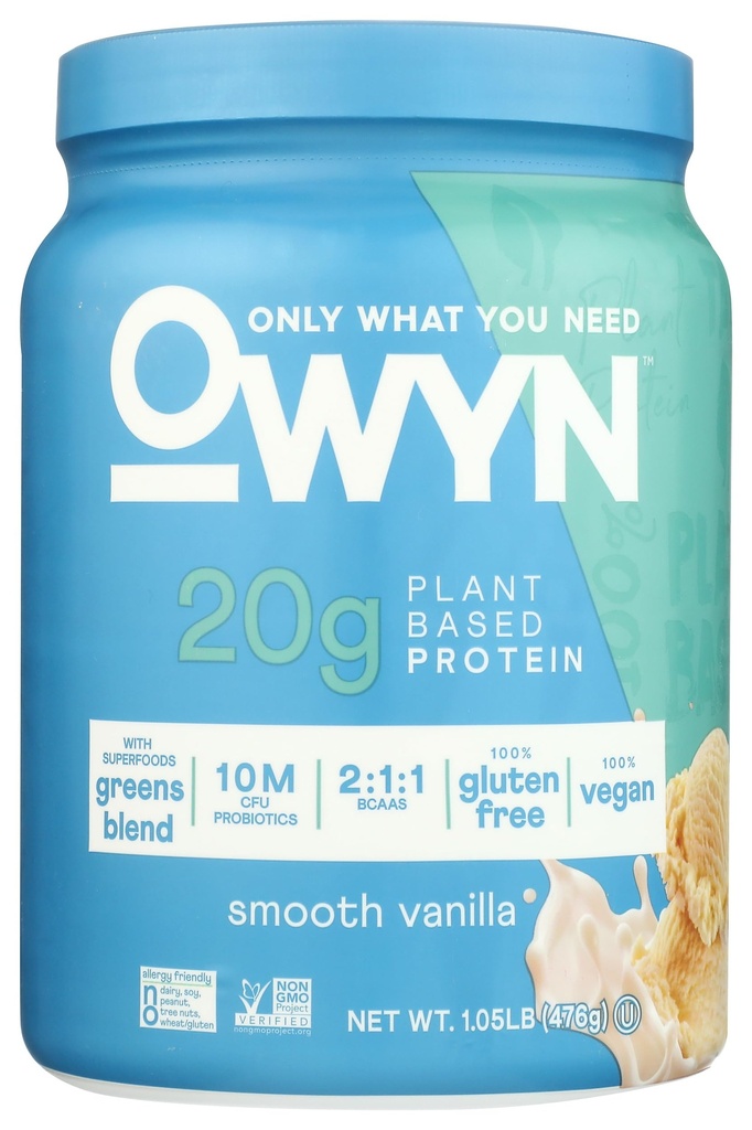 OWYN kun hvad du behøver Plant- baseret protein pulver, Glat Vanilla, 1,05 lbs