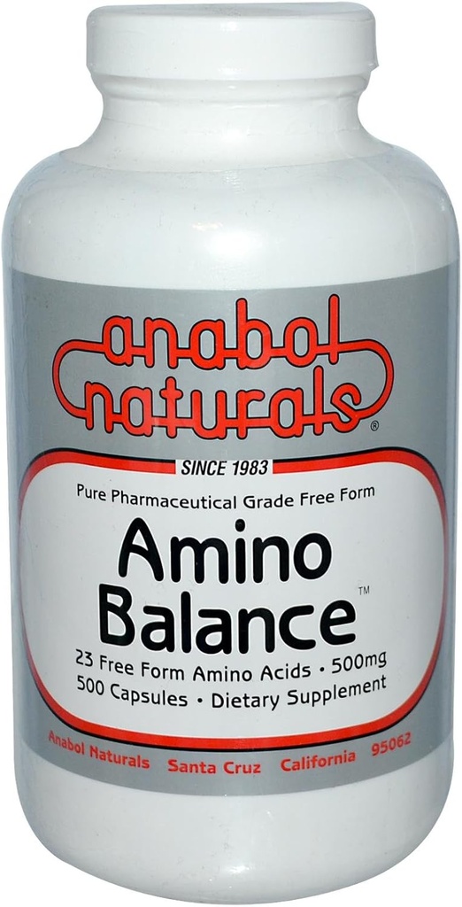 Amino Balance 500 caps, Energy Amino Supplement, Complete 23 Free Form Amino Blend Formel med BCAA, 9 Essential Aminosyrer EAA 's for Sports Nutrition, Post Workout Muscle Inddrivelse