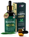 Chlorophyll Liquid Drops 6000 mg - Premium Liquid Chlorophyll Supplement - All- in- One Antioxidant for immunboost, energiforøgelse, fordøjelsesstøtte & hurtig afvænning - non-GMO, Vegan
