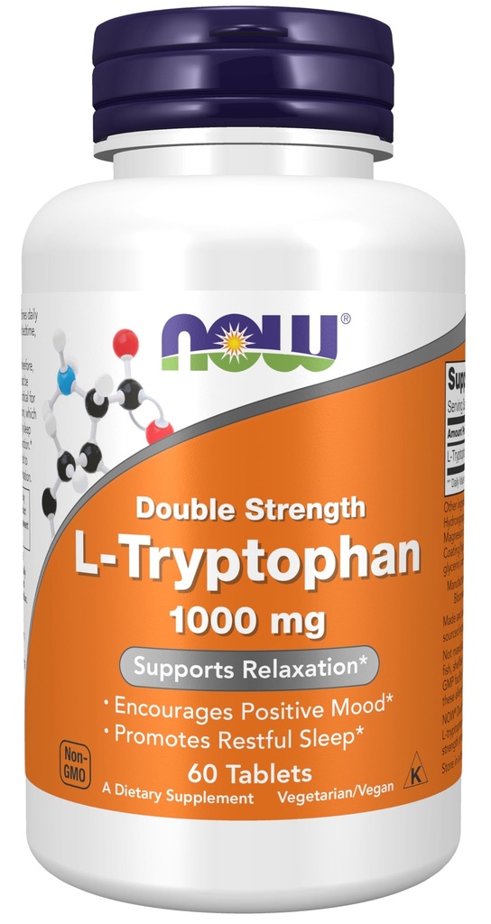 Now Foods Supplements, L- Tryptophan 1. 000 mg, Double Strength, Encourages Positive Mood *, Supports relaxation *, 60 tabletter