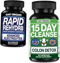 15 Dag Rengøring af 124; Colon Detox med naturlige laxative - med - Rapid Rehydr8 Electrolyte Kosttilskud Forebyggelse af krampe og støtter muskel udholdenhed og inddrivelse - 100 kapsler