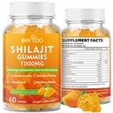 Shilajit Gummies 1000mg Sugar Free - Shilajit Supplement for mænd og kvinder - Høj i 85 + Trace Minerals & Fulvic Acid - Energy, Brain, Immunity - 60 Gummies