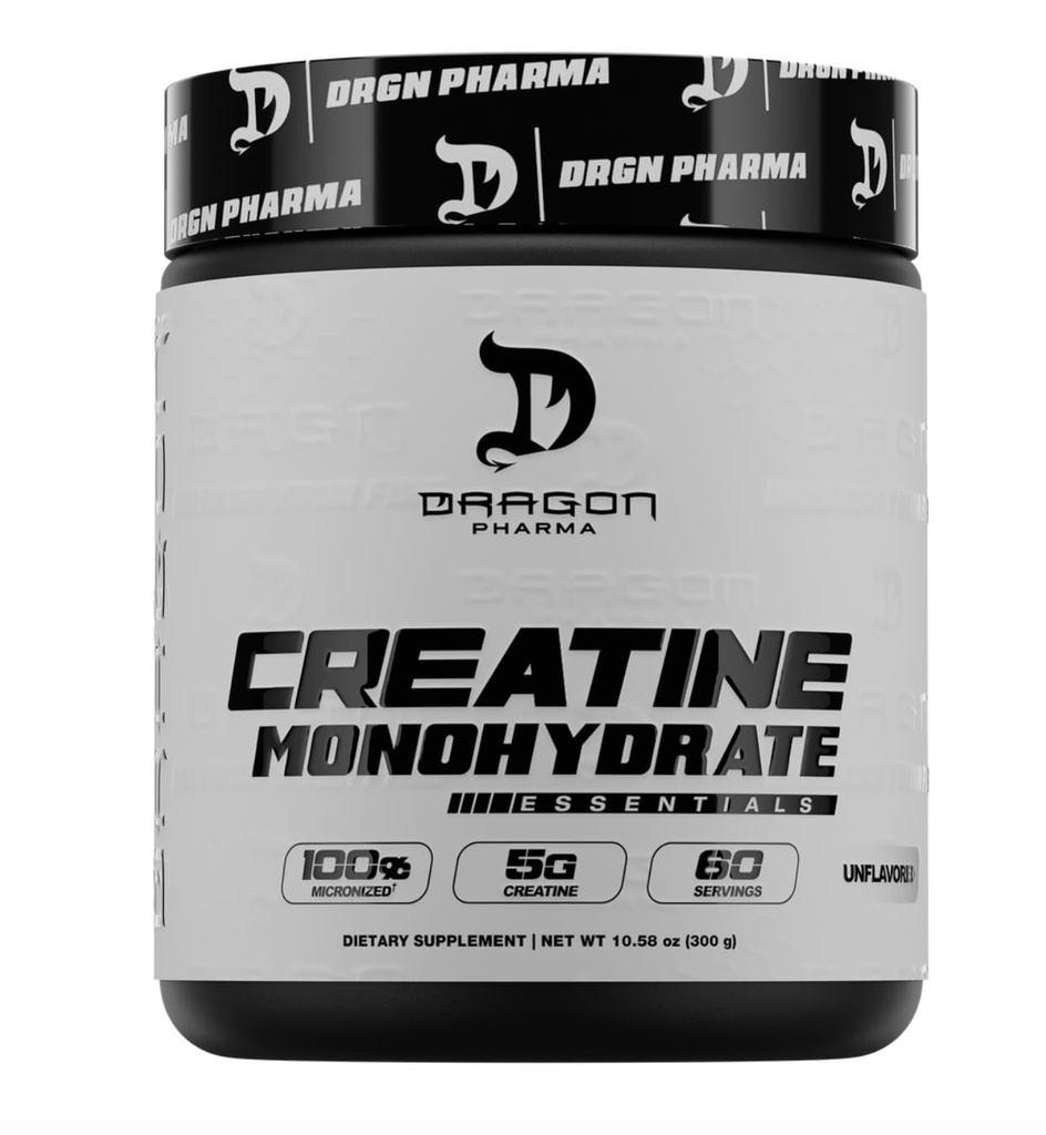 DRAGON PHARMA Creatine monohydrat, Hjælp Muscle Recovery, Post- workout supplement, Antioxidant Support (60 Servere, Unflavored)