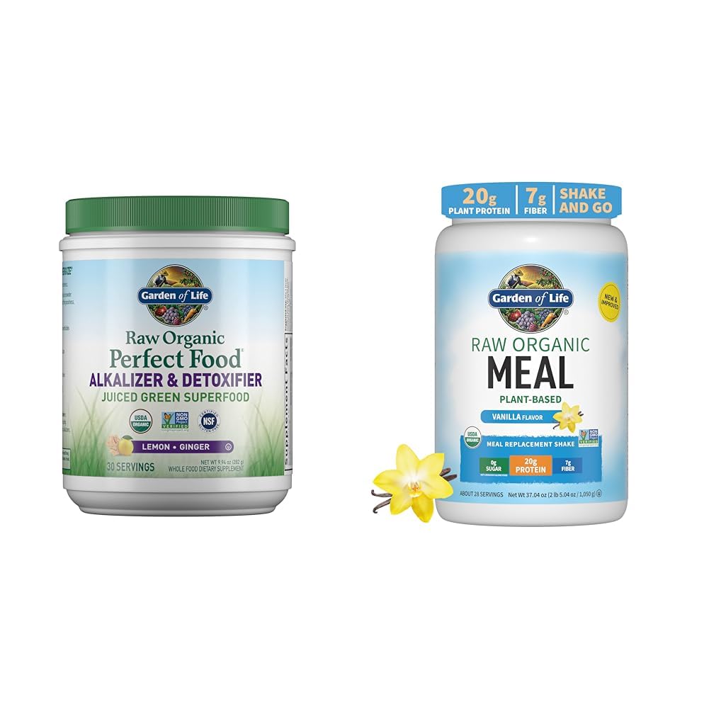Have of Life Raw Organic Perfect Food Alkalizer & Detoxifier Juiced Green Superfood Powder & Vegan Protein Powder - Raw Organic Meal Erstatning Shakes - Vanilla - Pea Protein