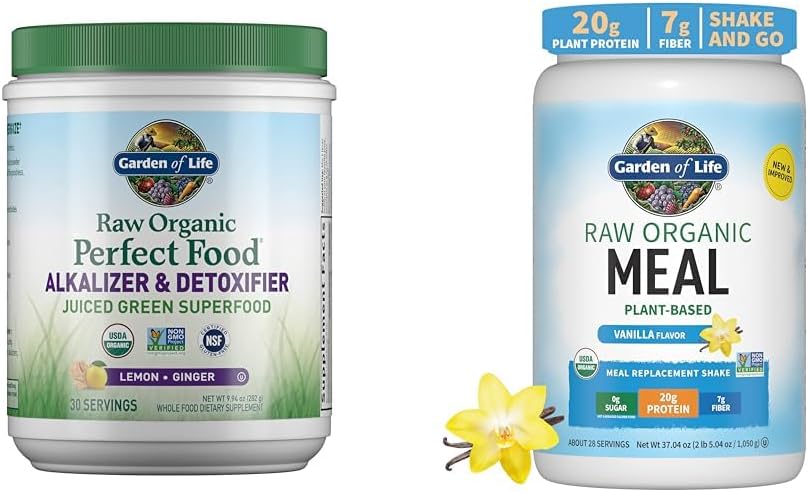 Have of Life Raw Organic Perfect Food Alkalizer & Detoxifier Juiced Green Superfood Powder & Vegan Protein Powder - Raw Organic Meal Erstatning Shakes - Vanilla - Pea Protein