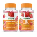 Lifeable Probiotic 2 Millioner CFU + B Complex, Gummies Bundle - Great Tasting, Vitamin Supplement, Gluten Free, GMO fri, Chewable Gummy