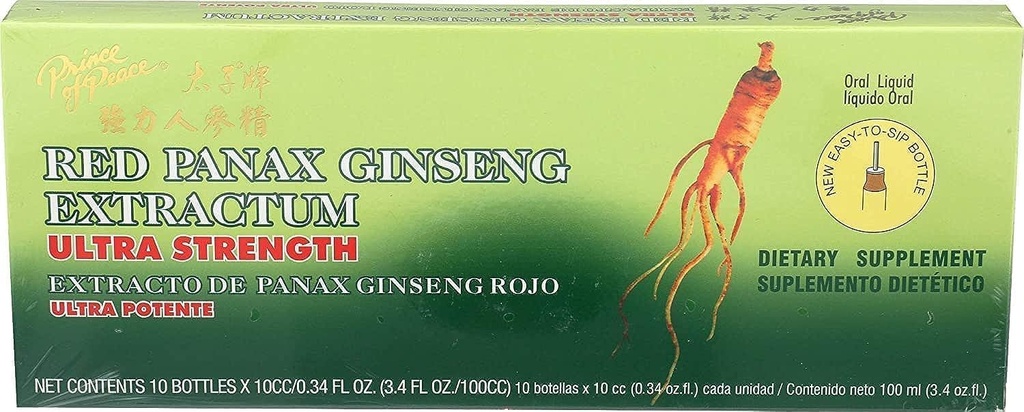 Ultra Strength Red Panax Ginseng Extract - Prince of Peace, 30 btl, 10cc hver, Pack af 3