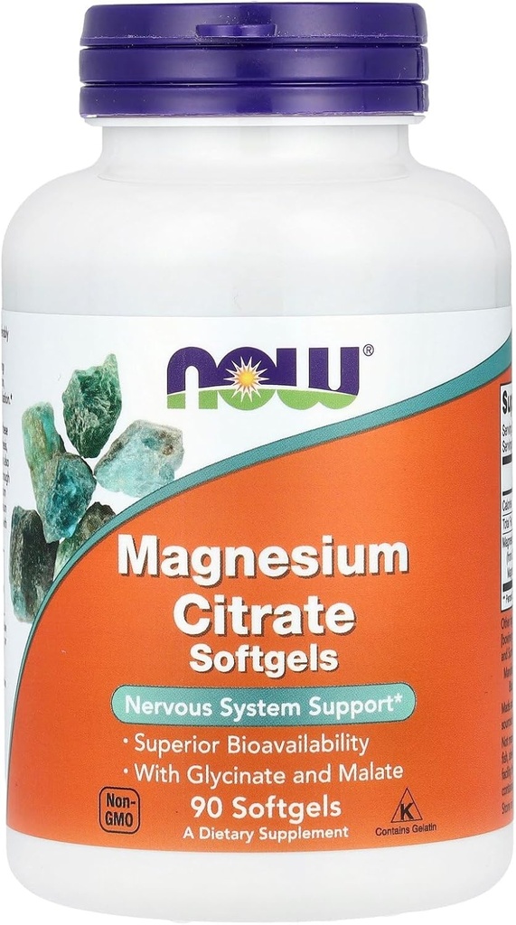 Now Foods Magnesium Citrate - 90 Softgels (pakke med 3)