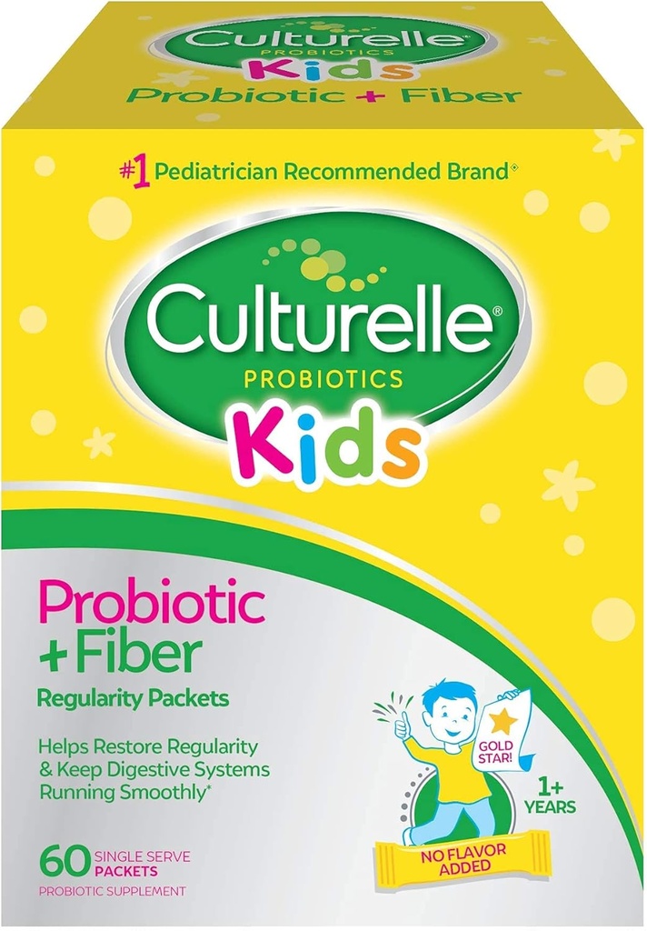 Kulturelle Kids Probiotiske + Fiber Pakninger (Age 3 +) - 60 Greve - fordøjelsesmæssig sundhed & immunforsvar - Hjælper med at genoprette regelmæssighed