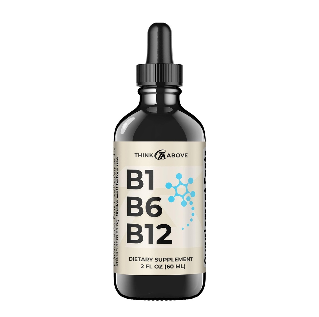 B1 B6 B12 Vitamin flydende dråber - Nerve, Energi, Hjerne Support - Fruity- Like Flavor - Methylcobalamin, Thiamin, Pyridoxin - 60 Day Supply - 2 oz - for mænd og kvinder - Simply Made