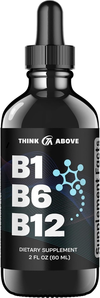 B1 B6 B12 Vitamin flydende dråber - Nerve, Energi, Hjerne Support - Fruity- Like Flavor - Methylcobalamin, Thiamin, Pyridoxin - 60 Day Supply - 2 oz - for mænd og kvinder - Simply Made
