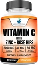 American Standard Kosttilskud C 2000mg, Zink 40mg, og Rose HIPS 50mg Per Serving, Vegan, Gluten Free, Non- GMO (120 Greve)