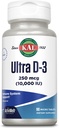 KAL Ultra Vitamin D3 250 mcg (10000 IE), højpotens D-vitamin, Calcium Absorption, ben sundhed og immunforsvar supplement, Instant Opløs, Unflavored ActivMelt, 90 Servere, 90 Micro Tablets