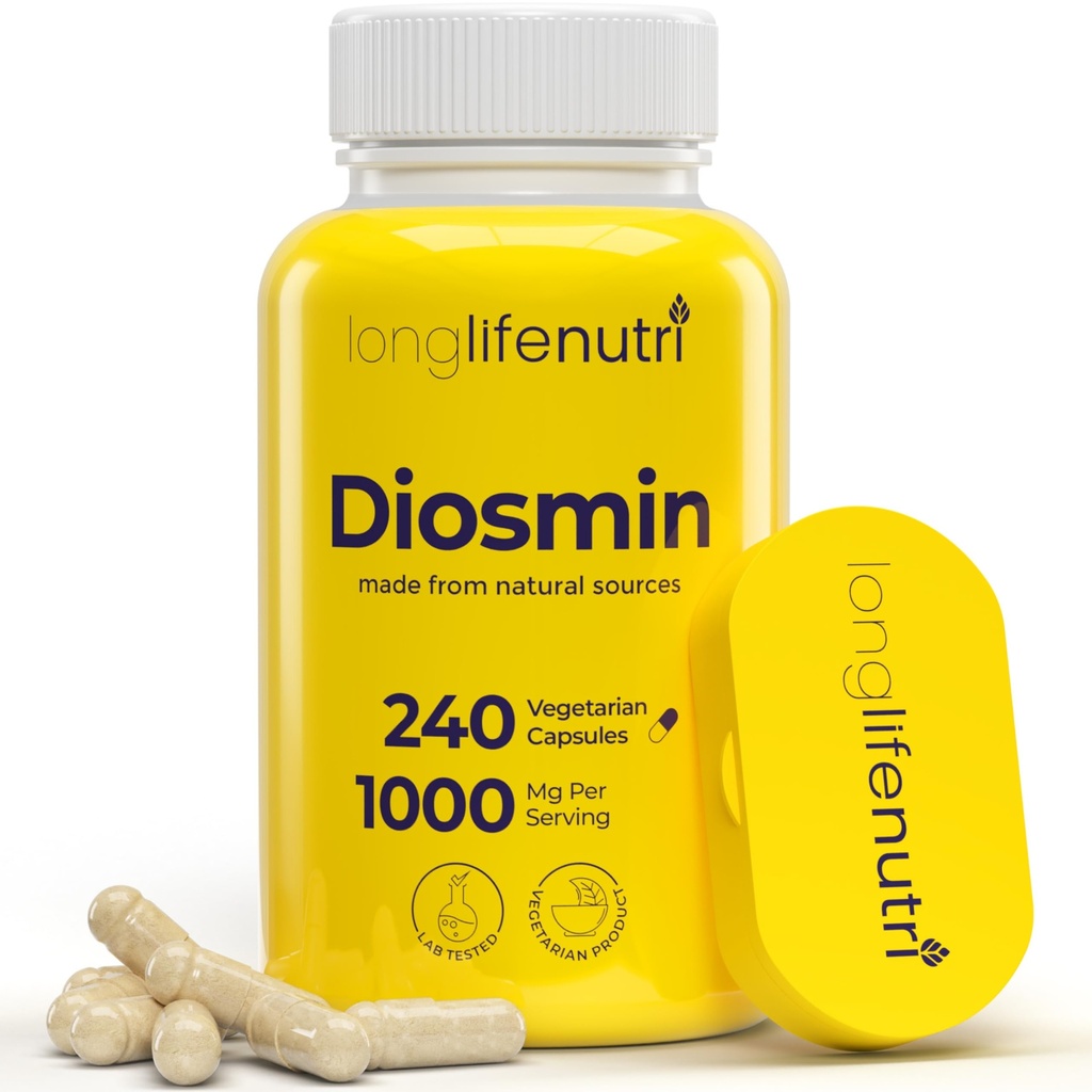 Diosmin 1000mg Advanced Formel - 240 kapsler til cirkulære sundhedsstøtte, 4-måned Supply, Non- GMO, Lavet i USA - Dagligt Wellness supplement