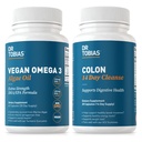 Dr. Tobias Vegan Omega 3 Algae Oil og Colon 14 dages rengøring for forbedret fordøjelse, Gut & immunforsvar, og samlet sundhed