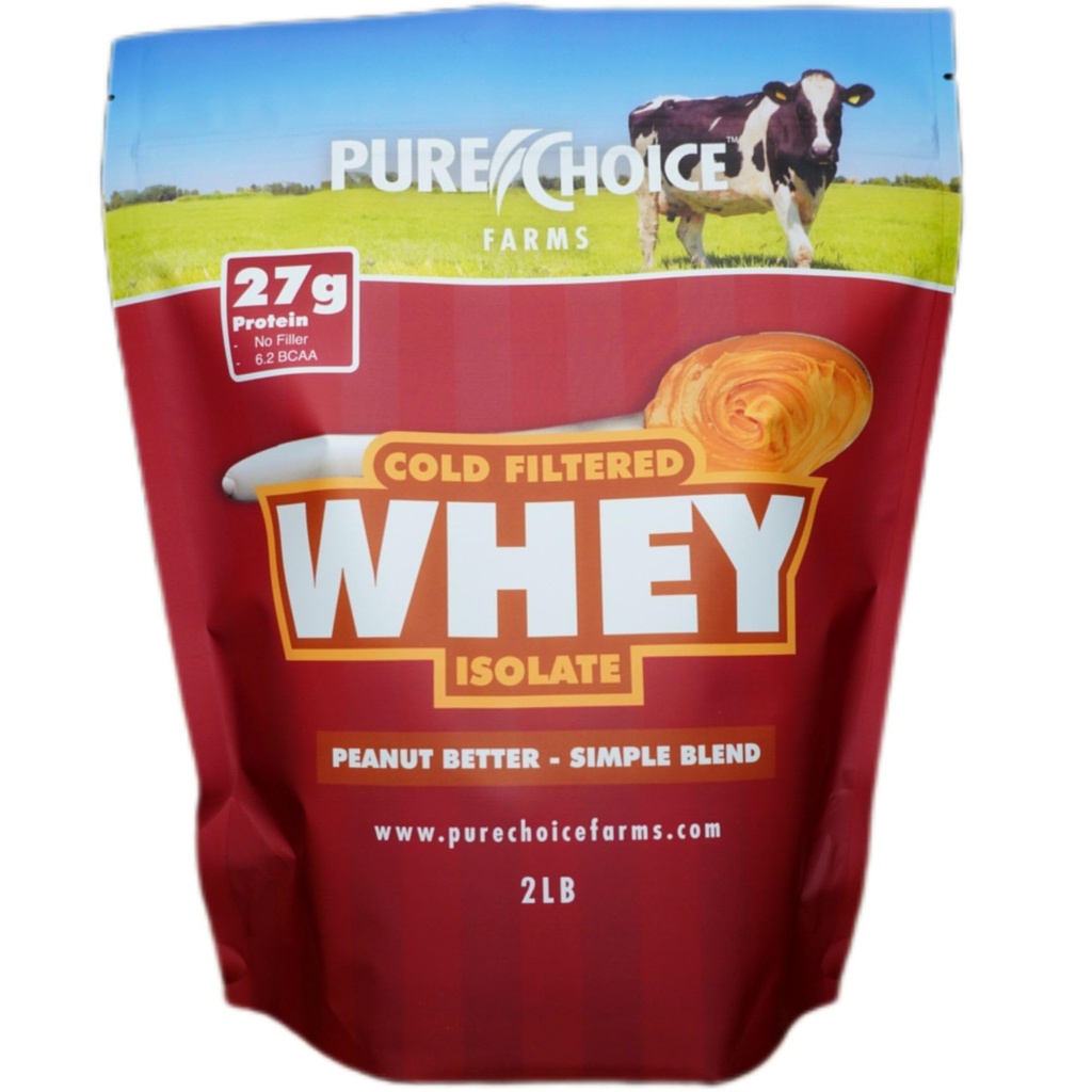Pure Choice Peanut Butter Whey Isolate Protein Powder, 28g Protein & Low Fat, Best Cold Filtreret & Ikke denatureret Whey, Ingen Fillers eller Kunstige Sødemidler (Peanut Butter, 12 oz)