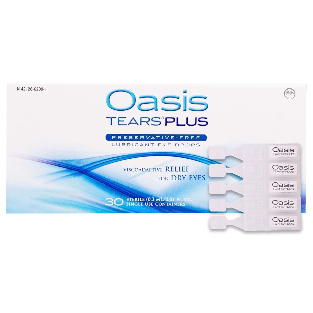 Oasis TEARS PLUS Preservative- Free Smøremiddel Eye Drops, 30 beholdere, 0,3 ML / 0,01 FL OZ