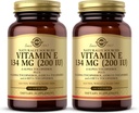 SOLGAR E 200 IE - 100 Softgel, pakke med 2 - Natural Antioxidant, Immunsystemet Support - Gluten Free, Dairy Free - 200 Total Servering
