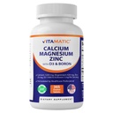 Vitamatic Calcium Magnesium Zink D3 Boron; 365 overtrukne tabletter Support 124; Calcium 1200 mg, Magnesium 420mg, Zink 25mg, Vitamin D3 1000 IE, Boron 1 mg