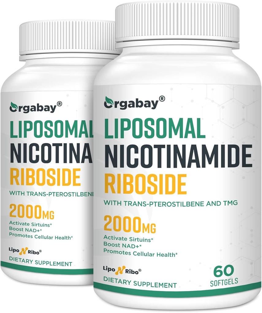 Orgabay Liposomal Nicotinamid Riboside 2000 MG med TMG og Pterostilben, øger NAD +, understøtter sund aldring, 120 Tæl