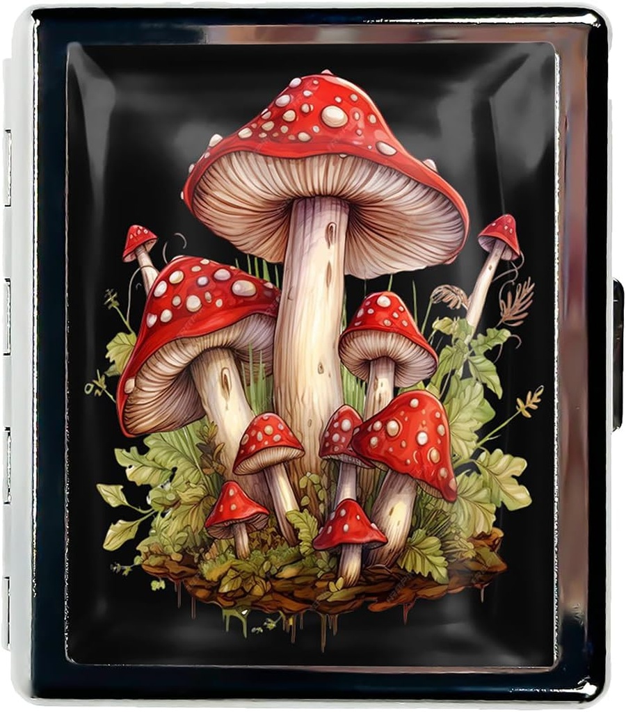 Rejse Pill Organizer Lille Pill Case for Purse Essentials 7 dage Cute Pill Box med spejl Portable Pill Box til Pocket eller Purse Pill Containe Rejse Gaver (Vandfarve Mushroom)