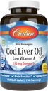 Carlson - Cod Lever Oil Gems, Low Vitamin A, 230 mg Omega- 3s, Norwegian, Wild Fanget, Sustainable Sourced, 150 Softgels