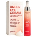 Koffein Under Eye Cream til Puffiness og tasker Under Eyes - Ruller for Puffy Eyes og mørke cirkler Under Eye Treatment for Kvinder, Mænd - Hyaluronsyre og Niacinamid Serum - Ansigtet Puffiness Reducer