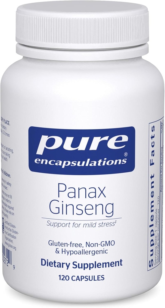 Pure indkapslinger Panax Ginseng • 124; Hypoallergen Supplement Hjælper Kroppen Tilpasset til lejlighedsvis fysisk stress * • 124; 120 Kapsler