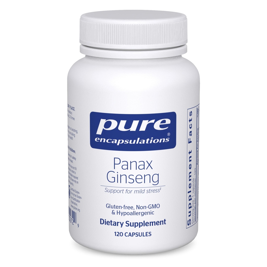 Pure indkapslinger Panax Ginseng • 124; Hypoallergen Supplement Hjælper Kroppen Tilpasset til lejlighedsvis fysisk stress * • 124; 120 Kapsler