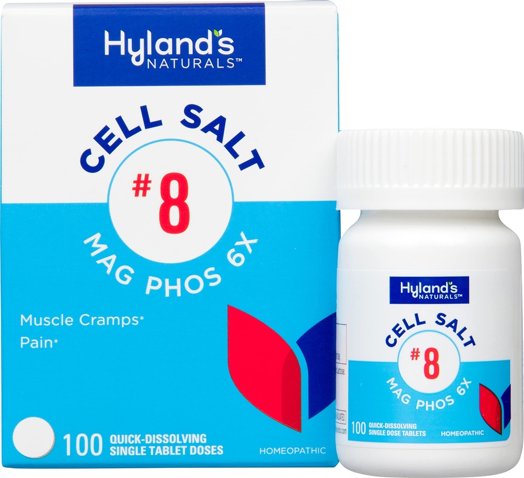 Hyland 's No. 8 Cell Salt Mag Phos 6X, PMS Relief, Natural Homøopatisk Relief af menstruationssmerter og muskelkramper Symptomer, Muskelrelakser, Quick Opløsning Tablets, 100 Greve