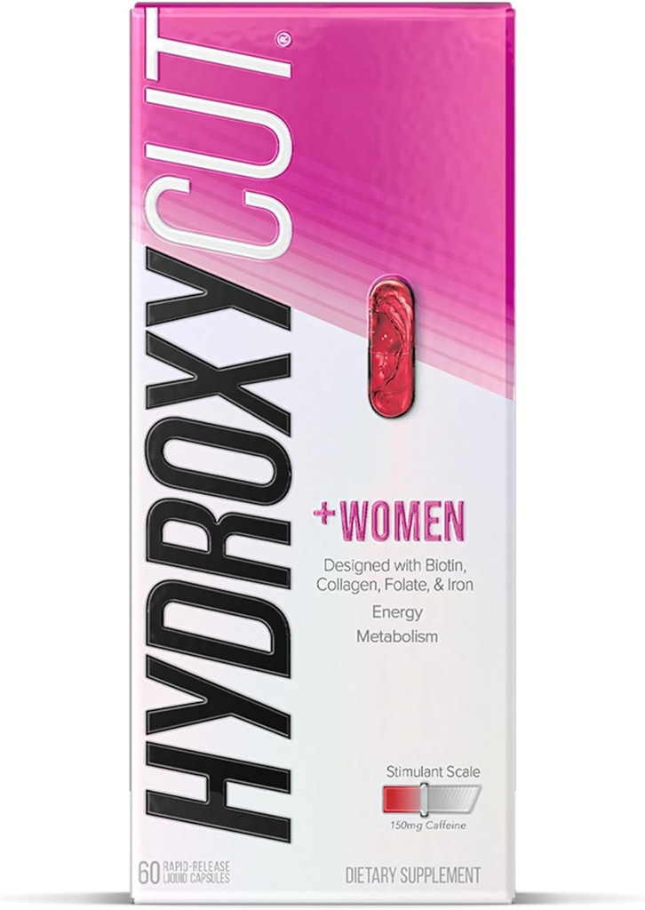 Hydroxycut + Kvinder - 60 Rapid- Release Flydende kapsler - Inkluderer Biotin, Collagen, Folate & Jern