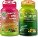 SUPPLEMENTER STUDIO Antioxidant, Cellulær & immun Support Bundle - Women 's Daily Multivitamin 50 + med Organic Superfoods + Liposomal Glutathione 500mg - Vegan, Non- GMO, Clean Label