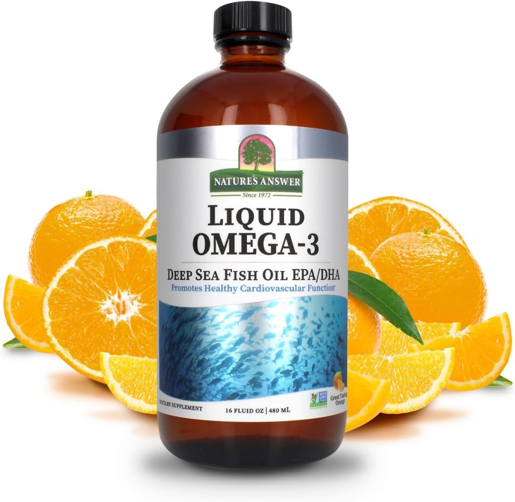 Nature 's Solution Liquid Omega-3 Yep 124; Deep Sea Fish Oil med EPA / DHA Kosttilskud 124; Kardiovaskulær Support 124; Ingen konserveringsmidler & Gluten- Free 16oz (pakke med 1)