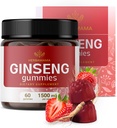 HERBAMAMA Panax Ginseng Gummies - 1500mg Koreansk Rød Ginseng Root for Energy Support - Vegan, ikke-GMO Red Panax immunsupport supplement - 60 Pectin- baserede Strawberry- Tygge