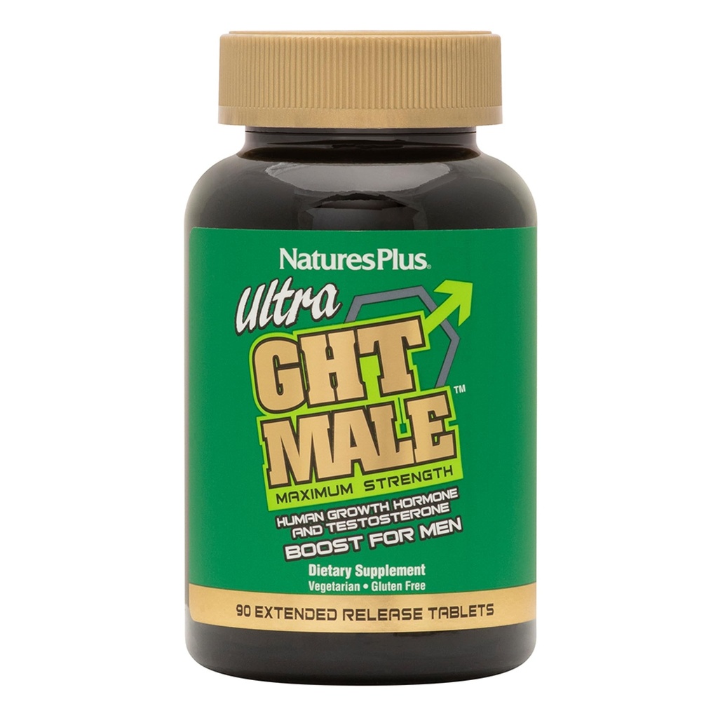 NaturesPlus Ultra GHT Mand udvidet udgivelse Bilagstabletter - 90 Vegetariske Kosttilskud - Maksimal styrke Natural Testosteron & Human Growth Hormone Boost - Gluten- Free - 30 Servere