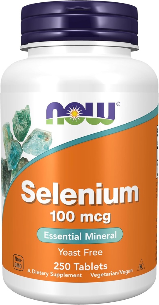 Now Foods Supplements, Selen (L- Selenomethionin) 100 mcg, Essential Mineral *, 250 tabletter