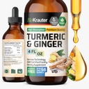BIO KRAUTER ® Gurkemeje og ingefær supplement - Pure Vegansk flydende gurkemeje & ingefær tinktur med pepper 4 Fl.Oz 56 dages forsyning - Curcumin Dryps til fælles støtte, Antioxidant & immunforsvar