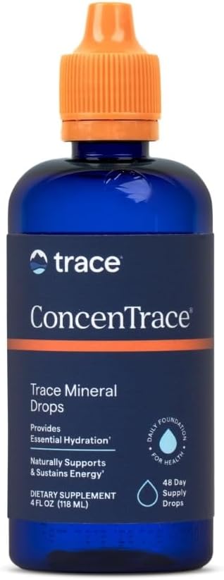 Trace Minerals Concenored- Trace Mineral Drops - Flydende supplement til ben & fælles støtte - Aids Hydration & Electrolyte Restoration - Unflavord- Original, 4 fl oz (48 Servere)