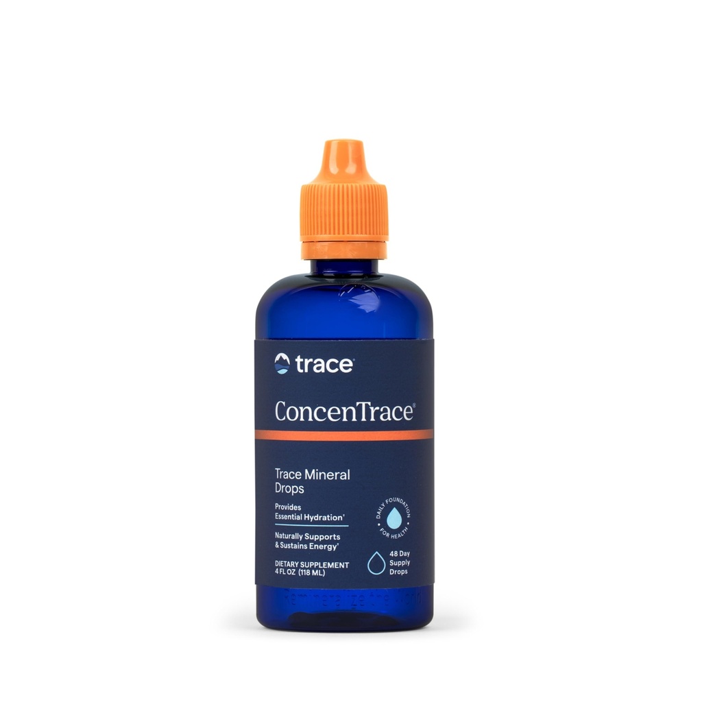 Trace Minerals Concenored- Trace Mineral Drops - Flydende supplement til ben & fælles støtte - Aids Hydration & Electrolyte Restoration - Unflavord- Original, 4 fl oz (48 Servere)