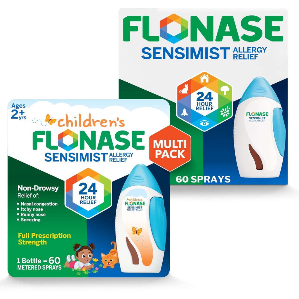 Flonase Følsomhed Allergi Relief Nasal Spray til voksne og børn - 120 sprays i alt (2 flasker med 60 sprays hver)