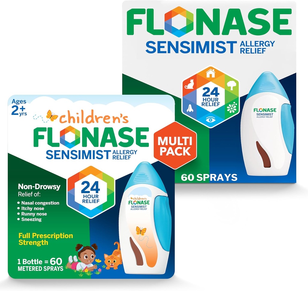 Flonase Følsomhed Allergi Relief Nasal Spray til voksne og børn - 120 sprays i alt (2 flasker med 60 sprays hver)