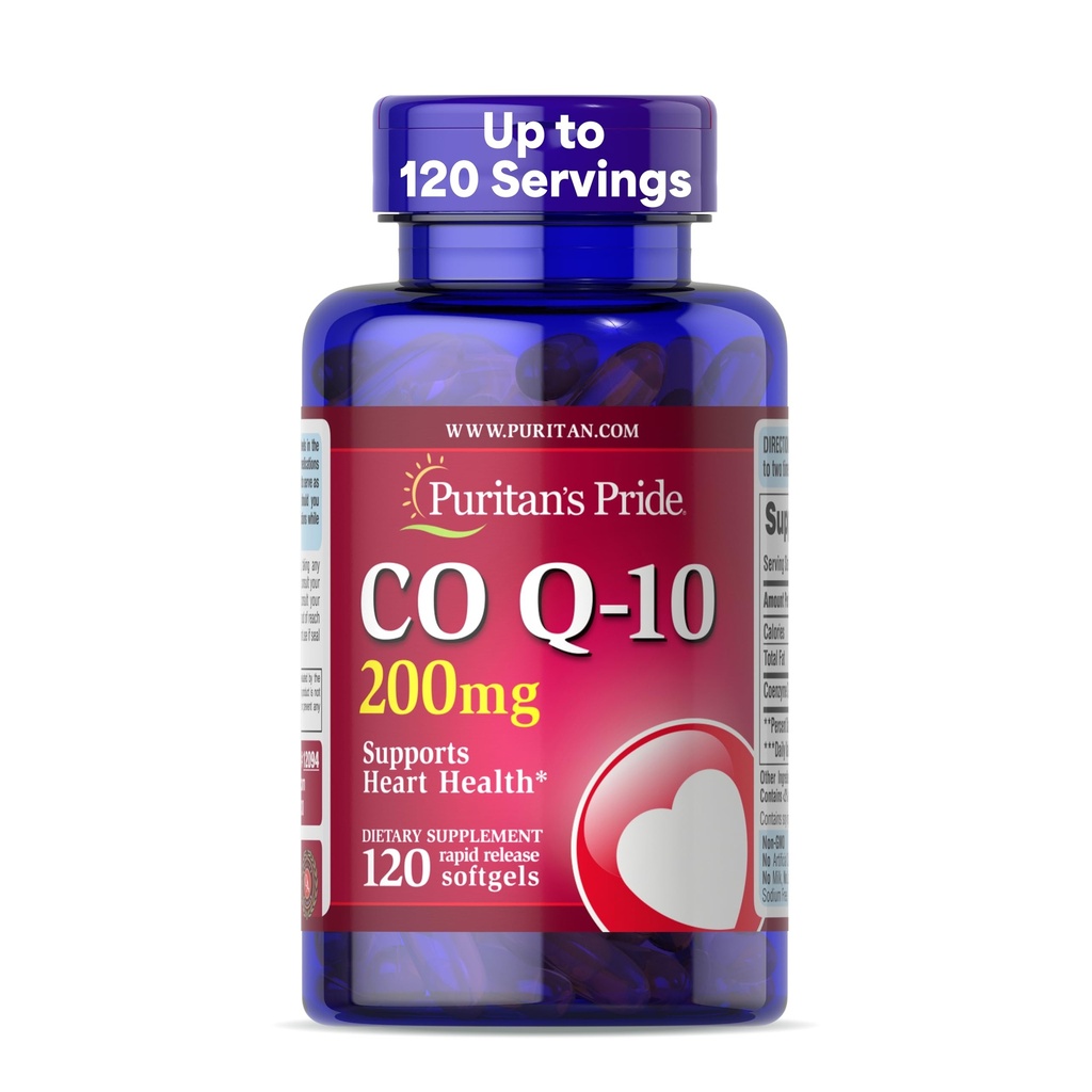 Puritan 's Pride Coenzym CoQ10 200mg, Kosttilskud til hjerte sundhed, blodtryk, oral gumme sundhed, og sund aldring support, 120 Servere, hurtig frigivelse Softels