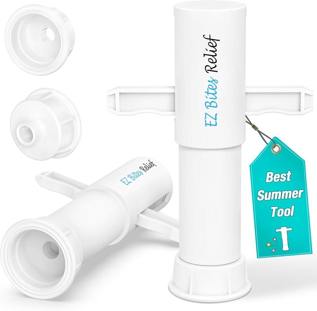 Trobing Bug Bite sugeværktøj, Venom Extractor Sucker, Bee Sting Bite Relief, Let at bruge, Natural Itch Relief, Reducerer smerte og hævelse, Førstehjælp til vandreture, Backpacking og Camping (White-2 Pack)