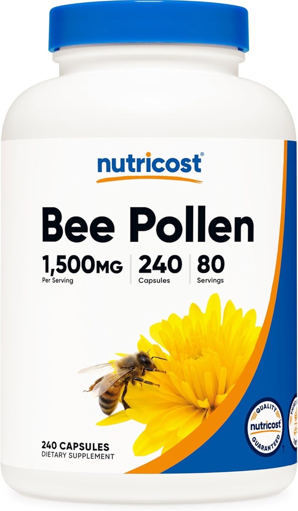 Nutricost Bee Pollen (240 kapsler, 80 Servering) (1.500MG Per Servering) - non-GMO, GMP Compliant