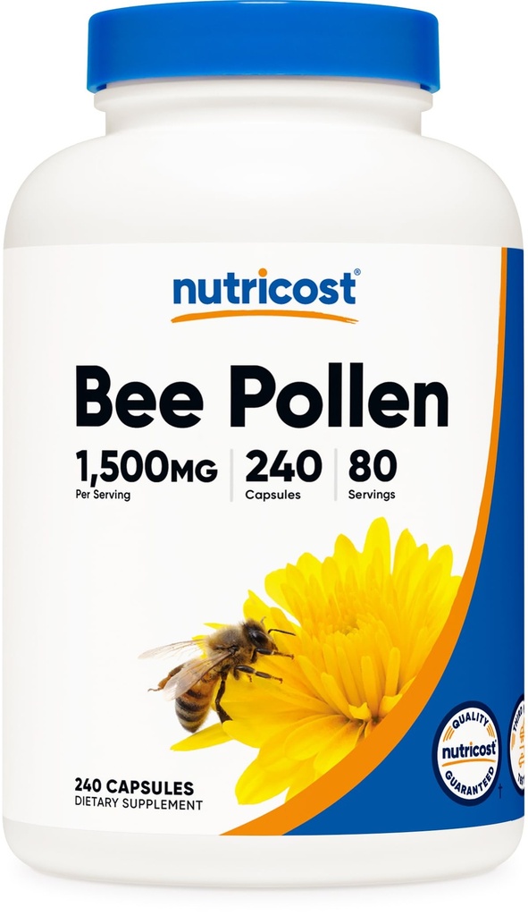 Nutricost Bee Pollen (240 kapsler, 80 Servering) (1.500MG Per Servering) - non-GMO, GMP Compliant