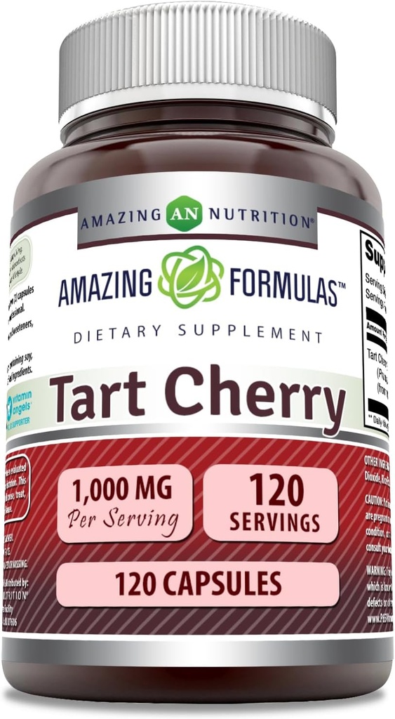 Amazing Formulas Tart Cherry Extract Supplement 124; 1000 Mg pr Serving Budding124; Kapsler Budding124; Non- GMO Budding124; Gluten- Free Budding124; Lavet i USA (1 pakke, 120 Tæl)